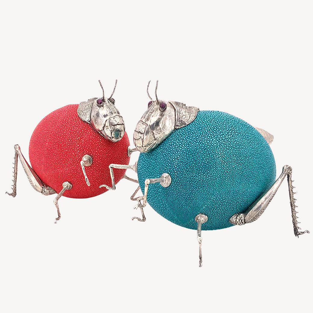 “Jiminy Cricket” in Sterling Silver on Scarlet Stingray