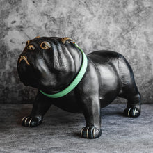 Load image into Gallery viewer, &quot;Bebe&quot; Pug with Sterling Silver Features on Black Leather with Leather Collar