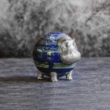 Load image into Gallery viewer, “Maya” Sterling Silver Hippo on Lapis Lazuli Sphere