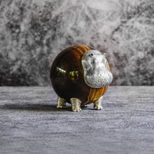 Load image into Gallery viewer, “Maya” Sterling Silver Hippo on Tiger Eye Sphere